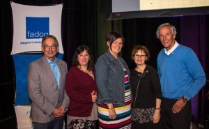 De gauche à droite, quelques membres du conseil d’administration (CA) actuel de FADOQ – Région Lanaudière composé de André Cantin – collège droits sociaux et trésorier, Mireille Asselin – collège environnement, Francine Ranger – collège travailleurs et présidente et Raymond Hénault – collège sport-loisir-culture et vice-président posent ici en compagnie de la directrice générale Danielle Perreault, (2ème à droite). Micheline Lanteigne – collège santé et Nicole Perreault – collège clubs sont également membres du CA mais absentes de la photo. IMG CA